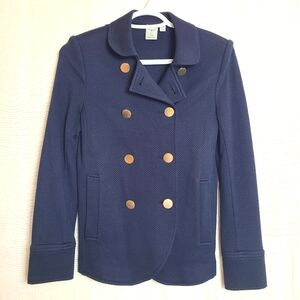 Tristan Woman XS Pea Coat Navy Blue Chic Double-Breasted Fitted Waffle Knit